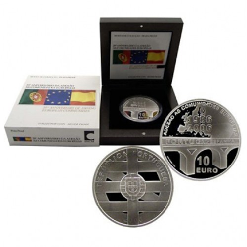 Portugal 10€ Adesão de Portugal e Espanha á União Europeia Prata Proof 2006