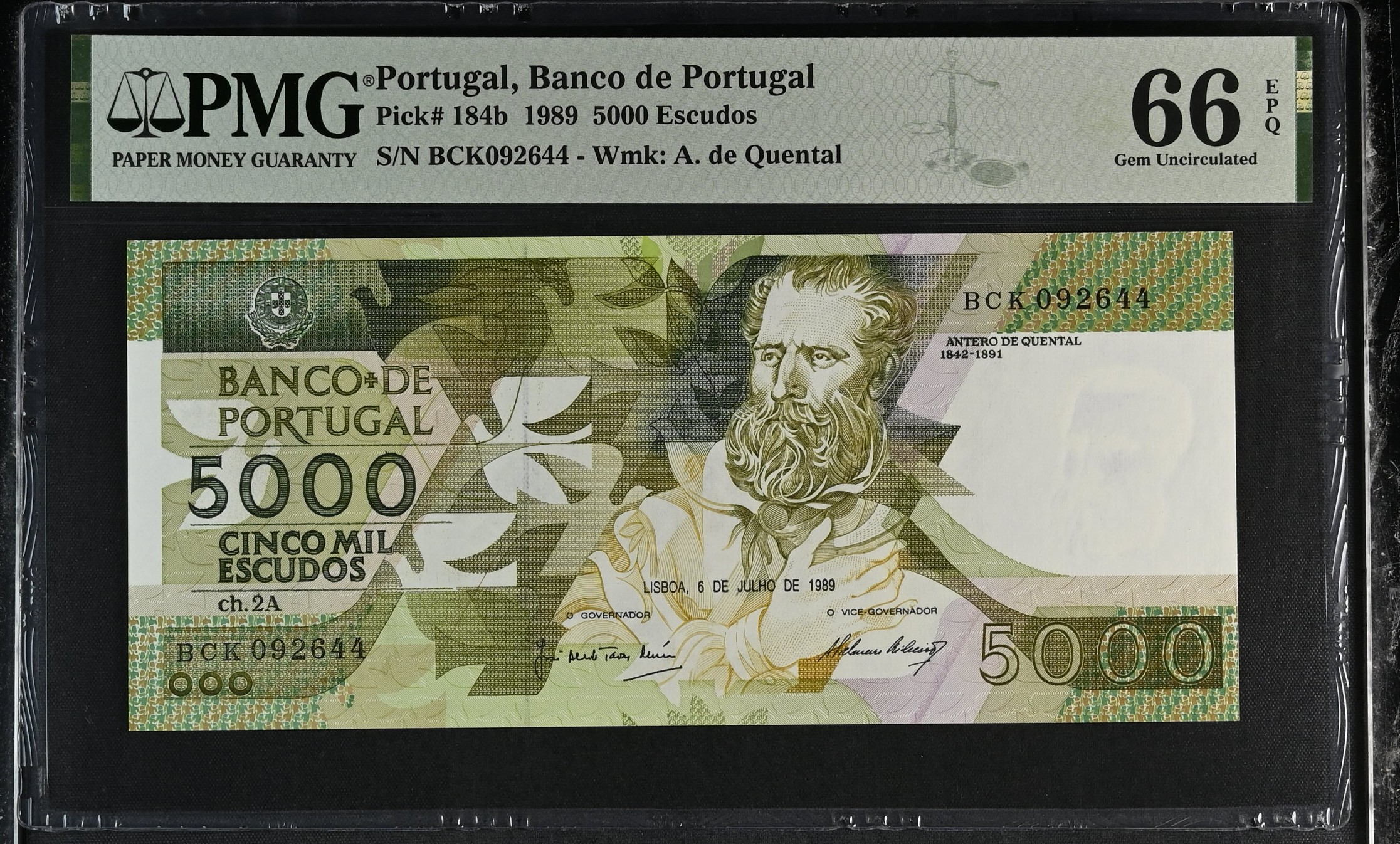 5.000 Escudos Antero Quental 06.07.1989 - PMG66