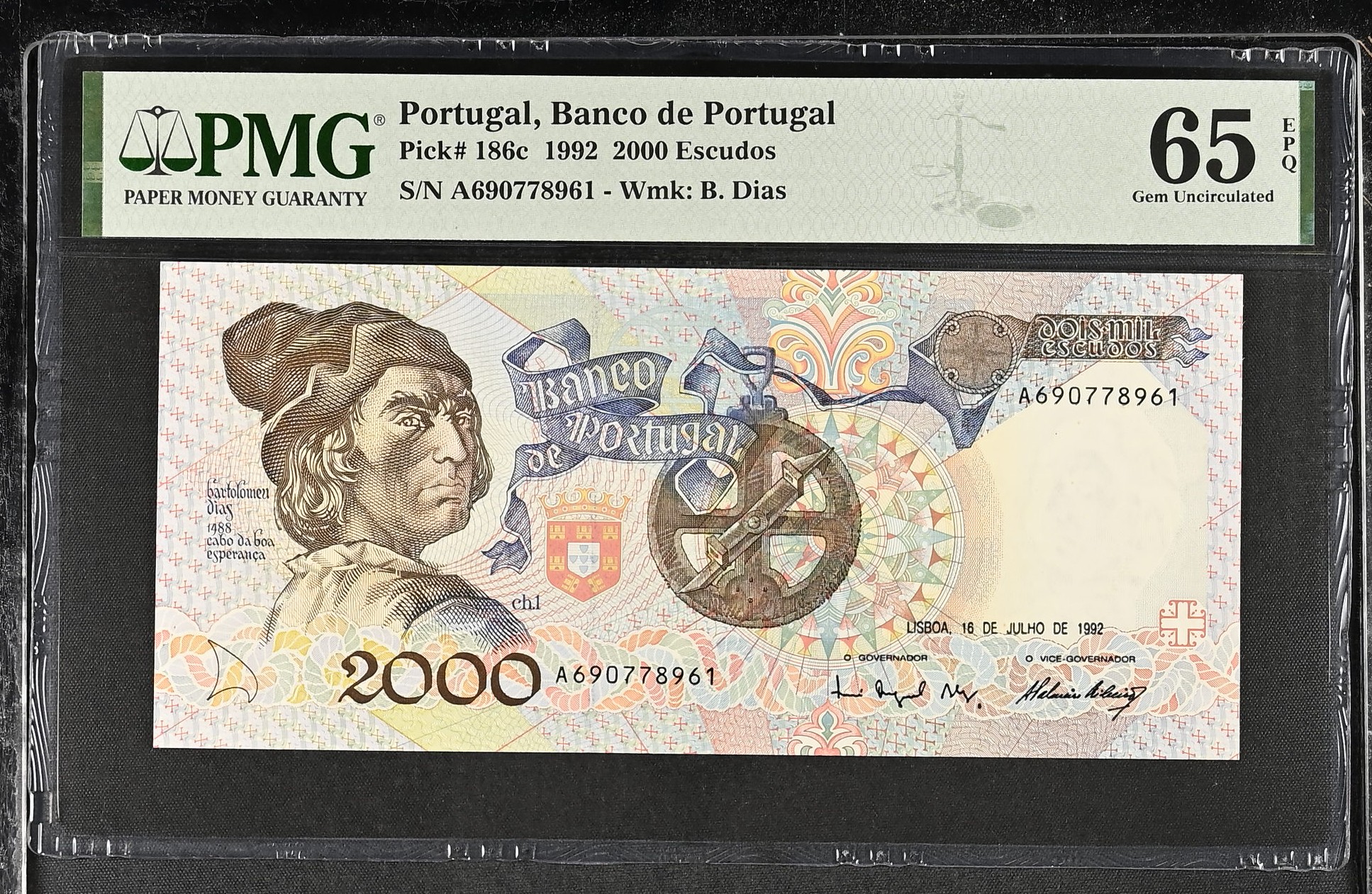 2.000 Escudos Bartolomeu Dias 16.07.1992 PMG65