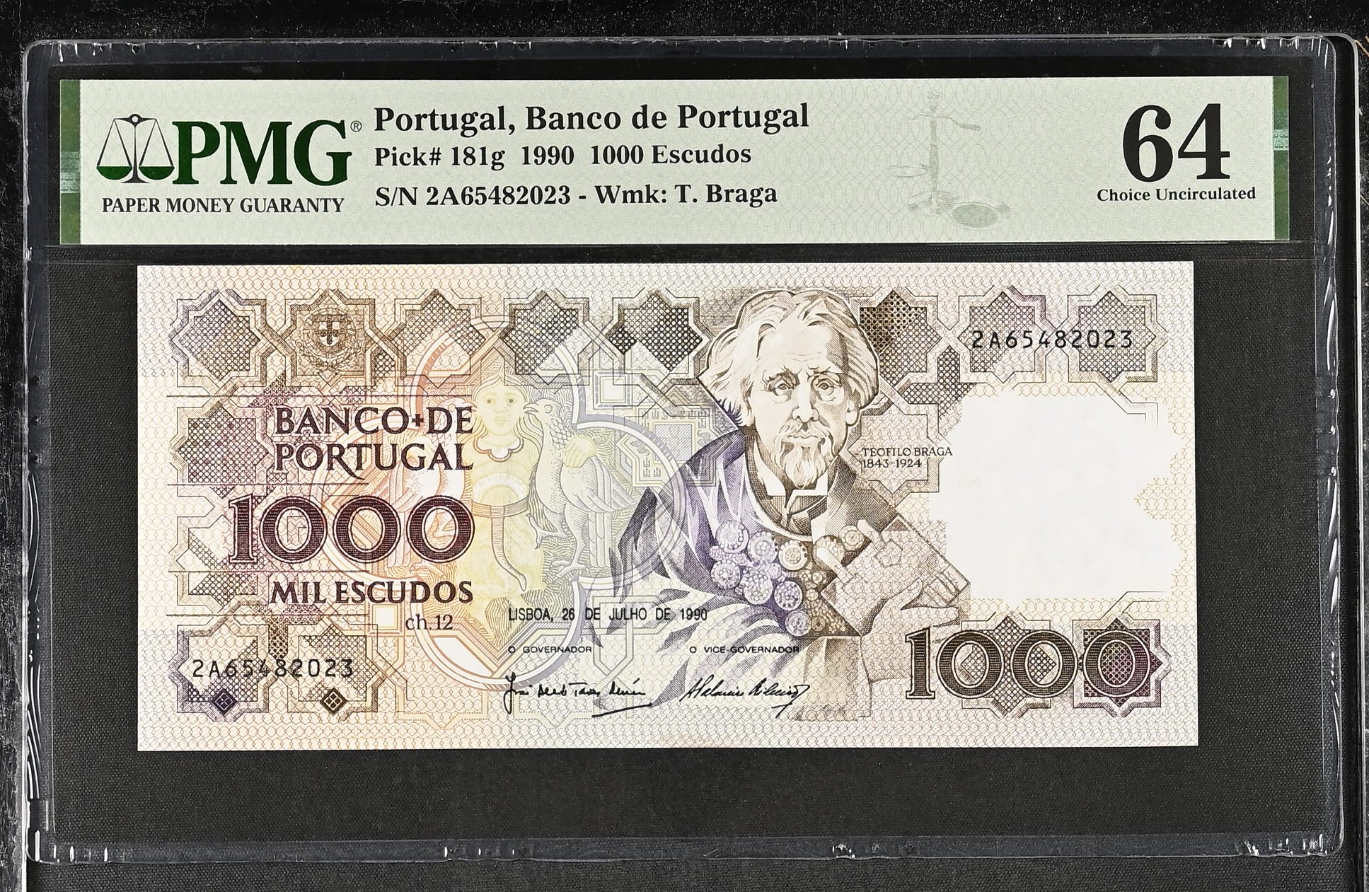 1.000 Escudos Teófilo Braga 26.07.1990 PMG64