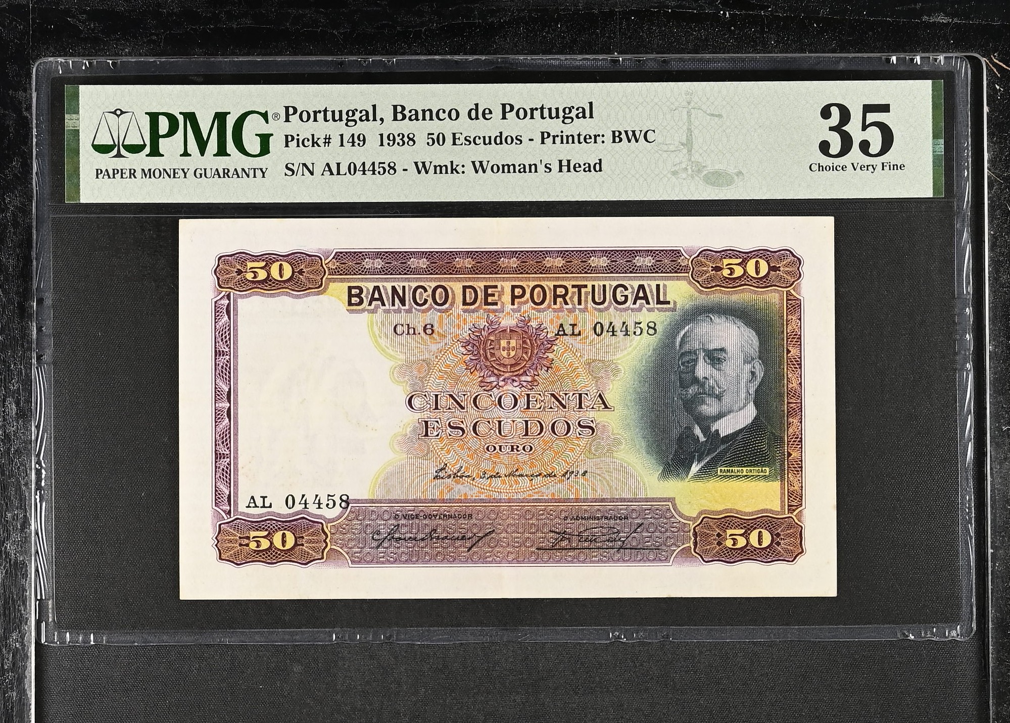 50 Escudos Ramalho Ortigão 03.03.1938 PMG35