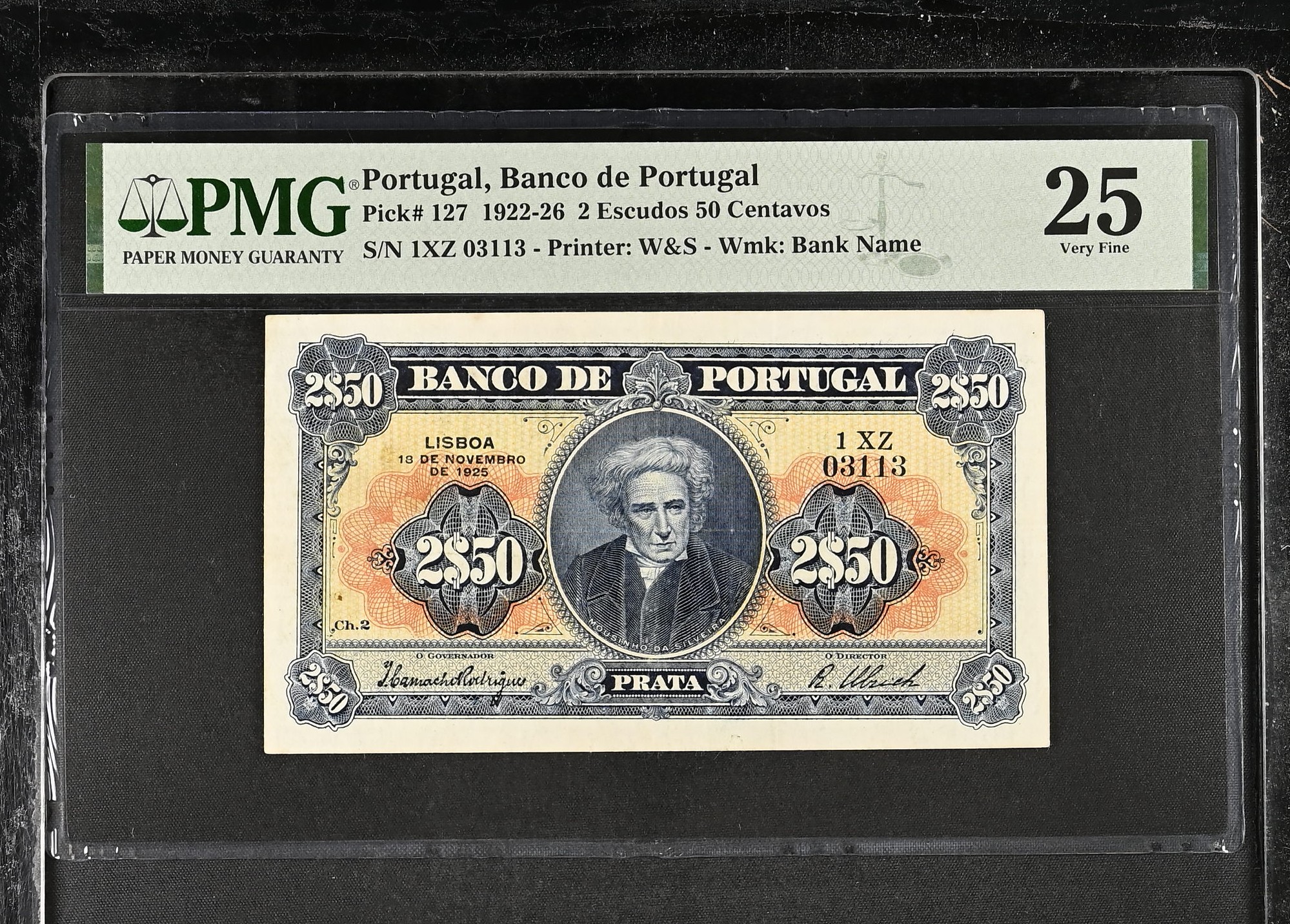 2,5 Escudos Mousinho da Silveira 18.11.1925 PMG25 