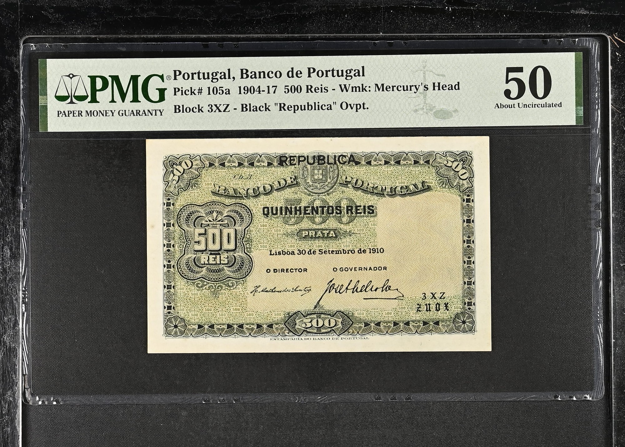 500 Réis 30.09.1910 (Com sobrecarga de República a perto) PMG50