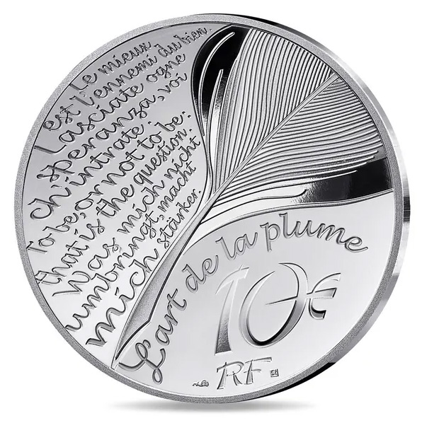 França 10€ "A Arte da Caneta – Da Terra a Lua" 2025 Prata Proof