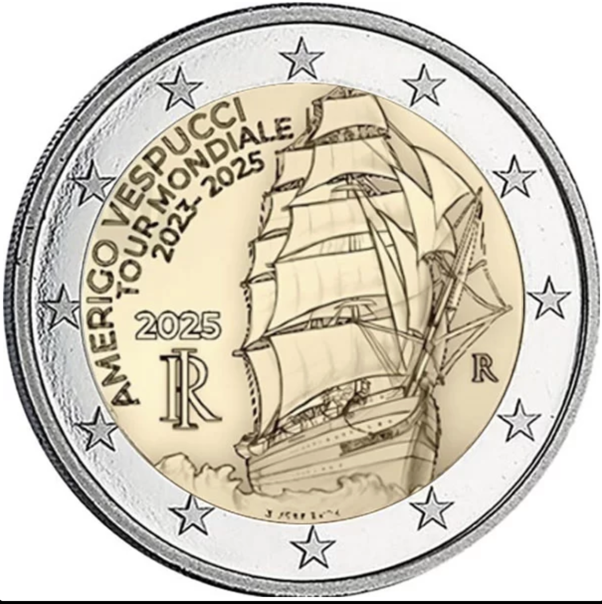 Italia 2€ Navio-Escola Amerigo Vespucci 2025