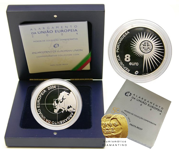 Portugal 8€ "Alargamento da União Europeia" Prata Proof 2004