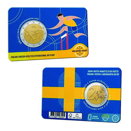 Finlândia 2€ 2025 Suécia 100 anos Atletismo Internacional  BU (FIN+ENG)