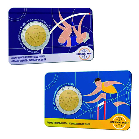 Finlândia 2€ 2025 Suécia 100 anos Atletismo Internacional  BU (FIN+ENG)