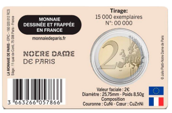 França 2€ Catedral de Notre Dame 2025 Coincard