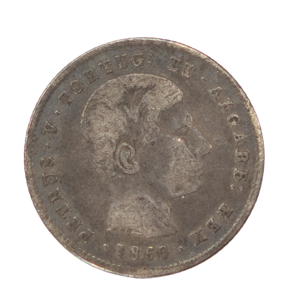 Portugal D. Pedro V 200 Réis 1860 Prata 