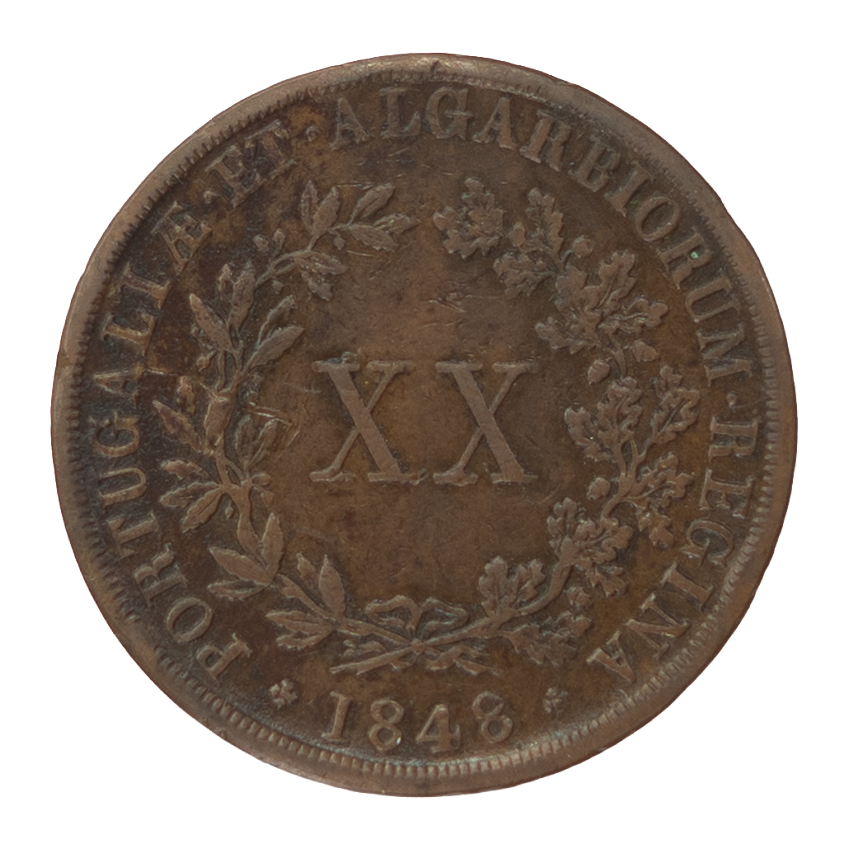 D. Maria II XX Réis 1848 Cobre