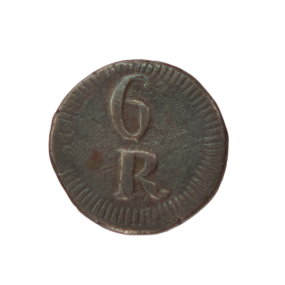 Índia D. Maria II 6 Réis 1845 Cobre