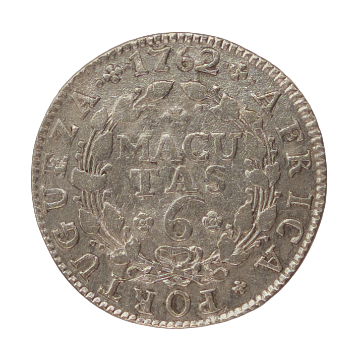 Angola D: José I 6 Macutas  1762 Prata "RARA"