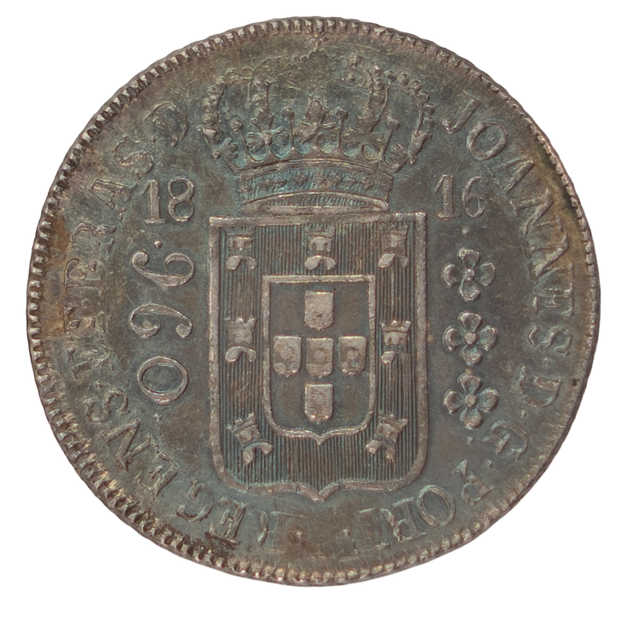 Brasil D. João P. Regente 960 Réis 1816 Rio de Janeiro (Recunho S/8 Reales) Prata