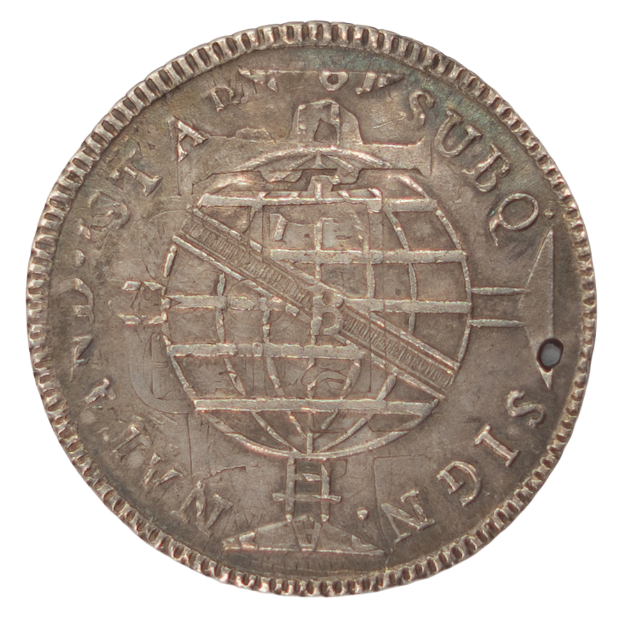 Brasil D. João P. Regente 960 Réis 1816 Bahía (Recunho S/8 Reales) Prata c/ furo