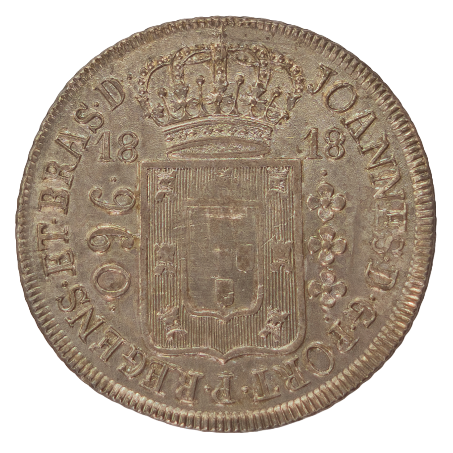 Brasil D. João P. Regente 960 Réis 1818 Rio de Janeiro (Recunho S/8 Reales) Prata
