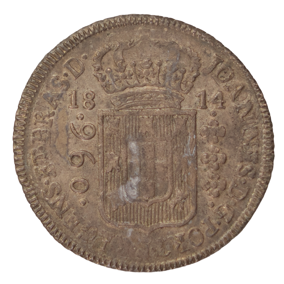 Brasil D. João P. Regente 960 Réis 1814 Bahia (Recunho S/8 Reales) Prata