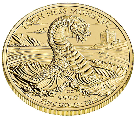 UK 100 Pounds (1 oz. Ouro) Monstro do Lago Ness, 2026