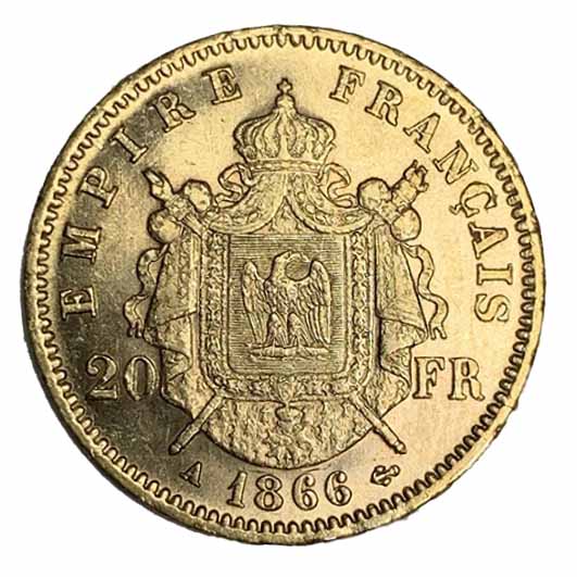 França 20 Francos ouro "Napoleão Coroado"