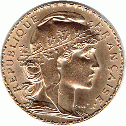França 20 Francos "Galo" ouro 