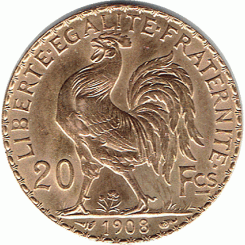 França 20 Francos "Galo" ouro 