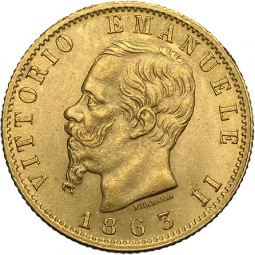 Italia 20 Liras Vittorio Emanuele ouro