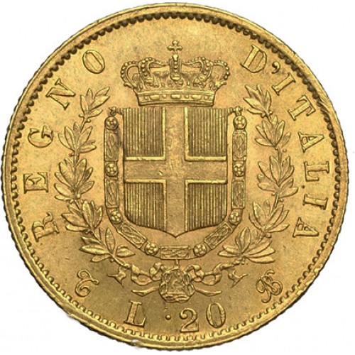 Italia 20 Liras Vittorio Emanuele ouro