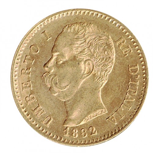 Itália 20 Liras Umberto I 1882 ouro
