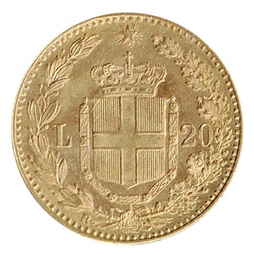 Itália 20 Liras Umberto I 1882 ouro