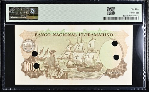Índia 1000 Escudos 2 de janeiro de 1959 PMG 55