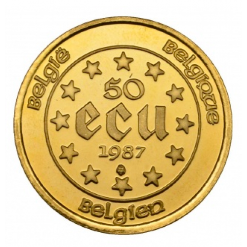 Belgica 50 Ecus Carlos V 1987 Ouro