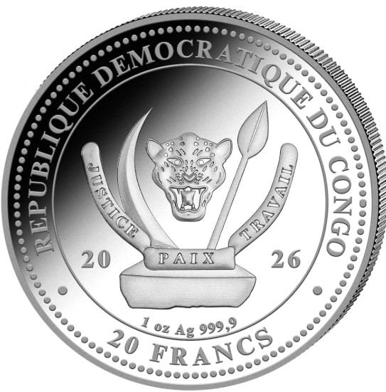 Congo 20 Francs Tubarão 1oz Prata