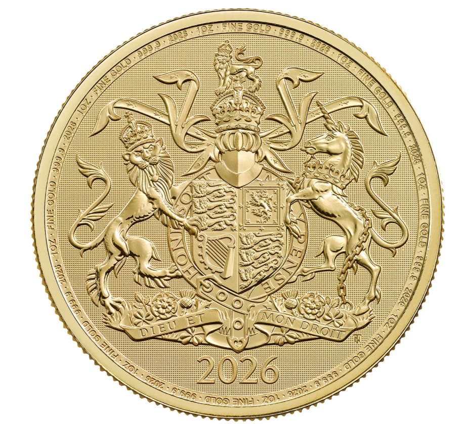 UK 100 Pounds Brasão de Armas 1 oz Ouro 2026