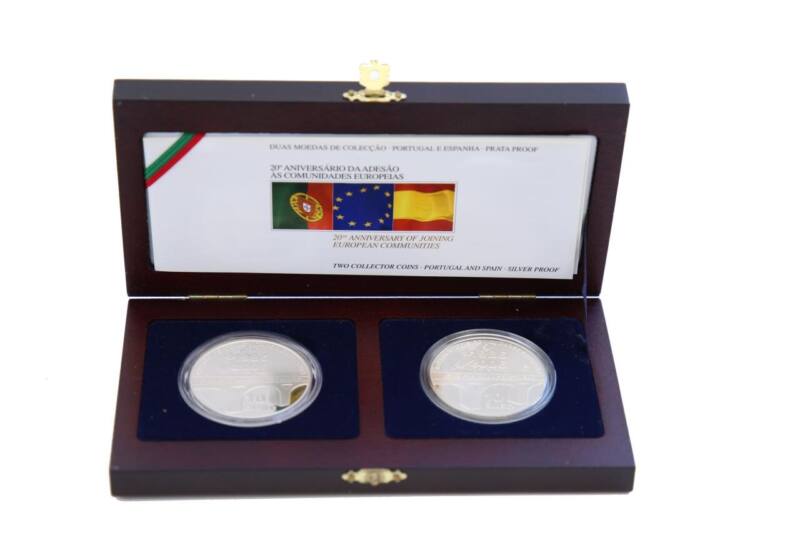 Portugal Set de 2 moedas 10€ Adesão de Portugal e Espanha á União Europeia Prata Proof 2006