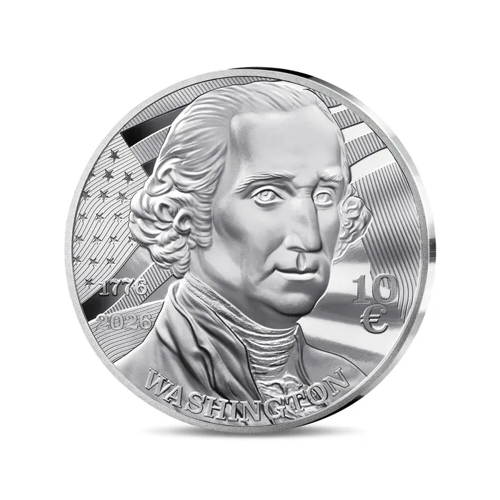 França 10€ 250 Anos USA - Washington e Fayette Prata Proof