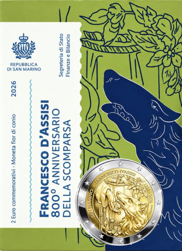 São Marino 2€ 800º aniversário da morte de São Francisco de Assis 2026