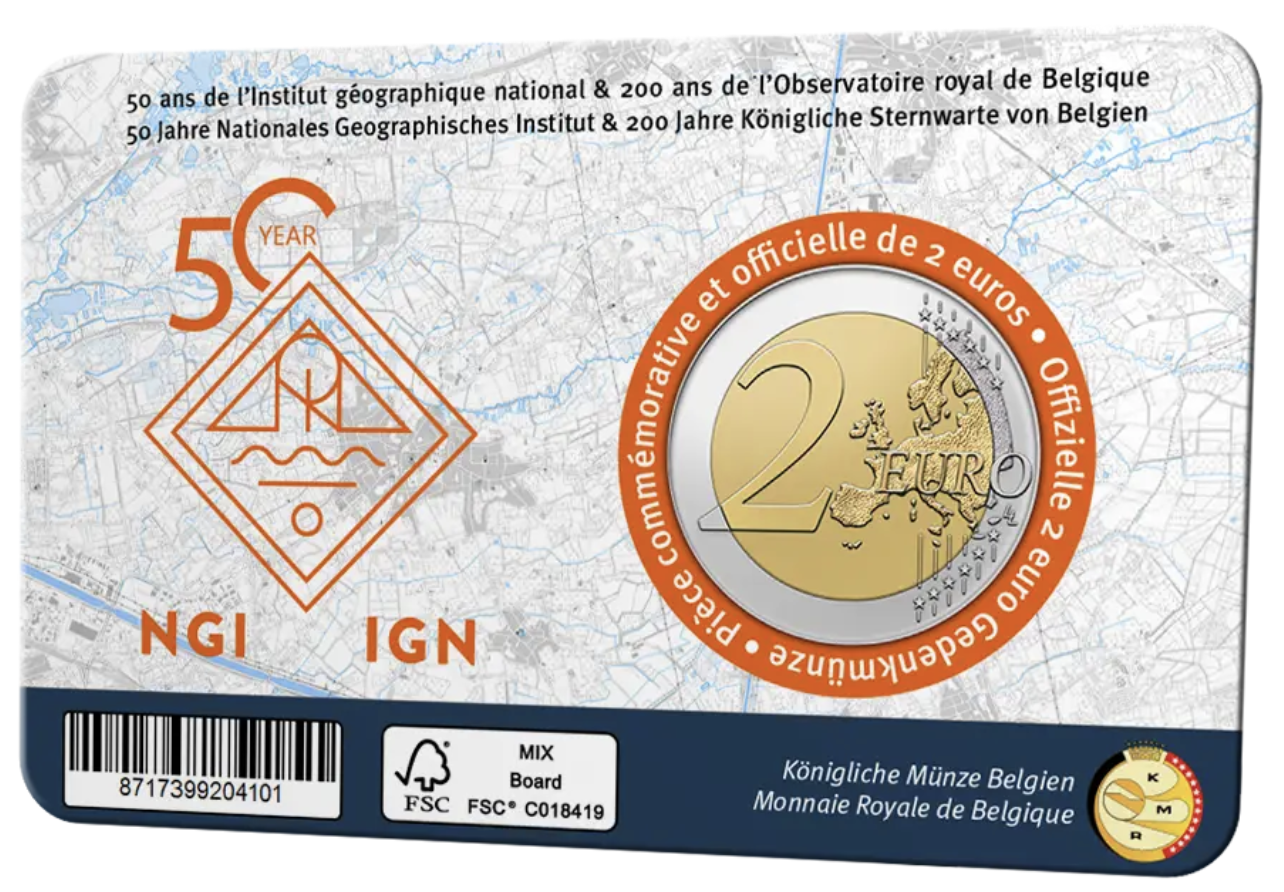 Belgica 2€ “50 anos do Instituto Geográfico Nacional e 200 anos do Observatório Real da Bélgica” NL 2026