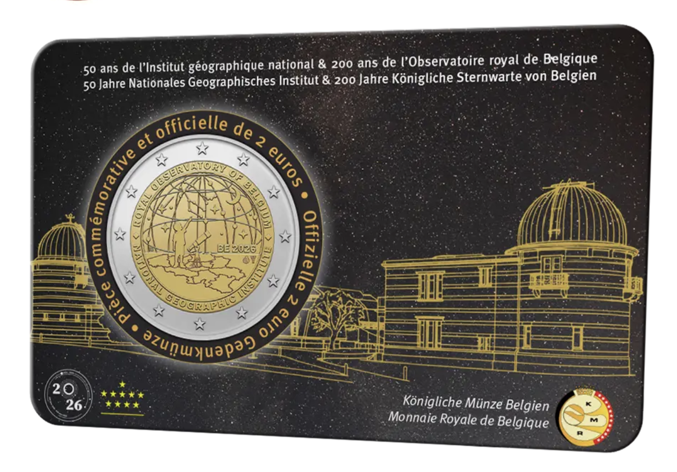 Belgica 2€ “50 anos do Instituto Geográfico Nacional e 200 anos do Observatório Real da Bélgica” FR 2026