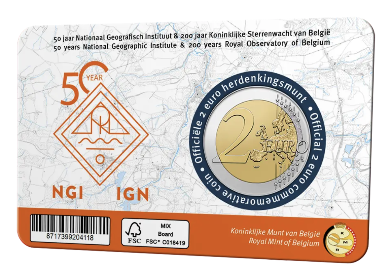Belgica 2€ “50 anos do Instituto Geográfico Nacional e 200 anos do Observatório Real da Bélgica” FR 2026