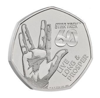 UK 50 pence 60 Anos Star Treck - Vida longa e Próspera 2026