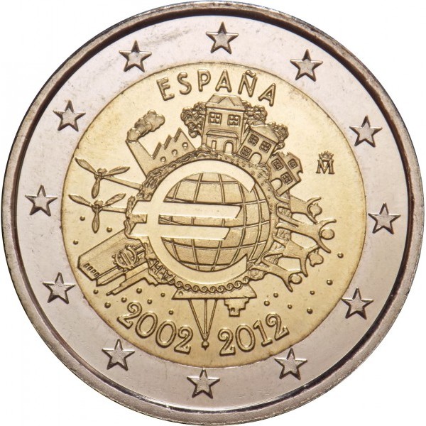 Espanha 2€ 10 anos do Euro 2012