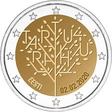 Estónia 2€ 100 anos Tratado de Paz Tartu 2020