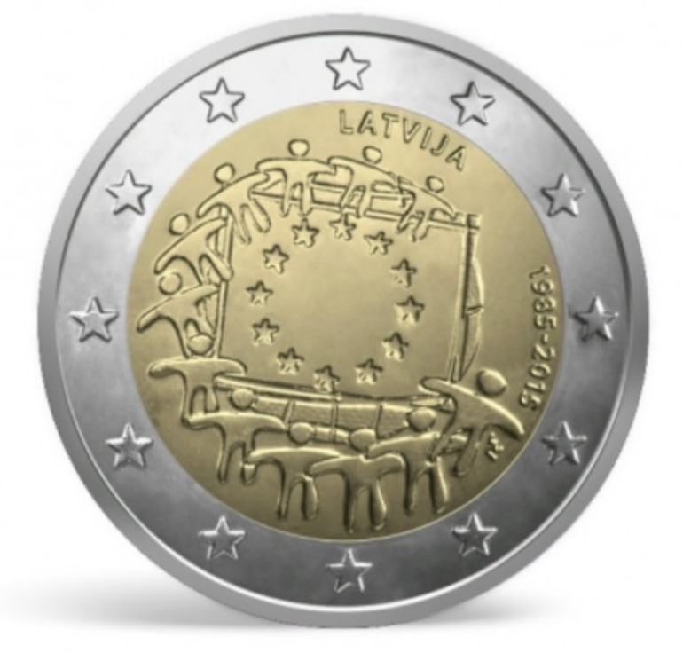Letónia 2€ 30 Anos da Bandeira da UE 2015