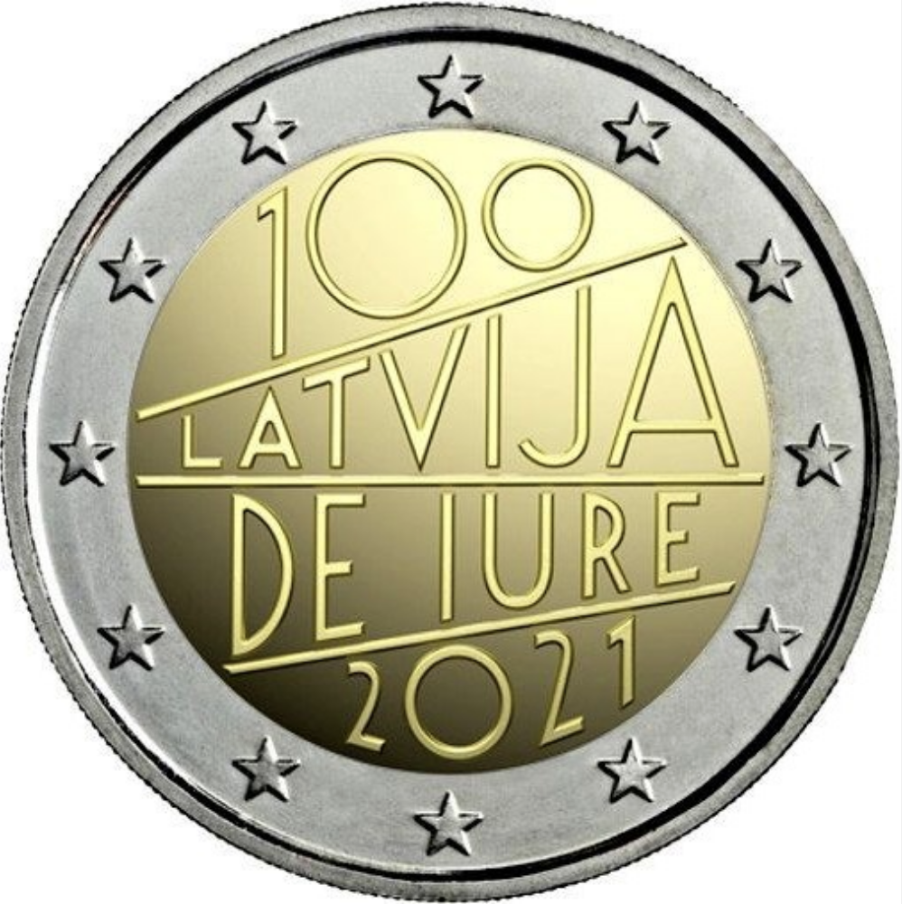 Letónia 2€ 100 Anos da República da Letónia 2021