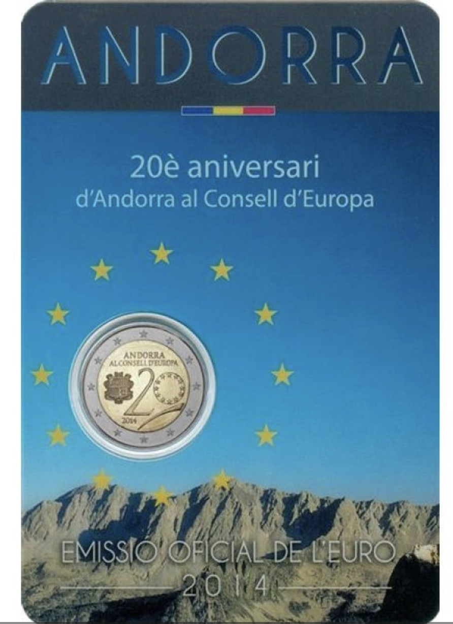 Andorra 2€ 20 Anos do Conselho Europeu 2014 