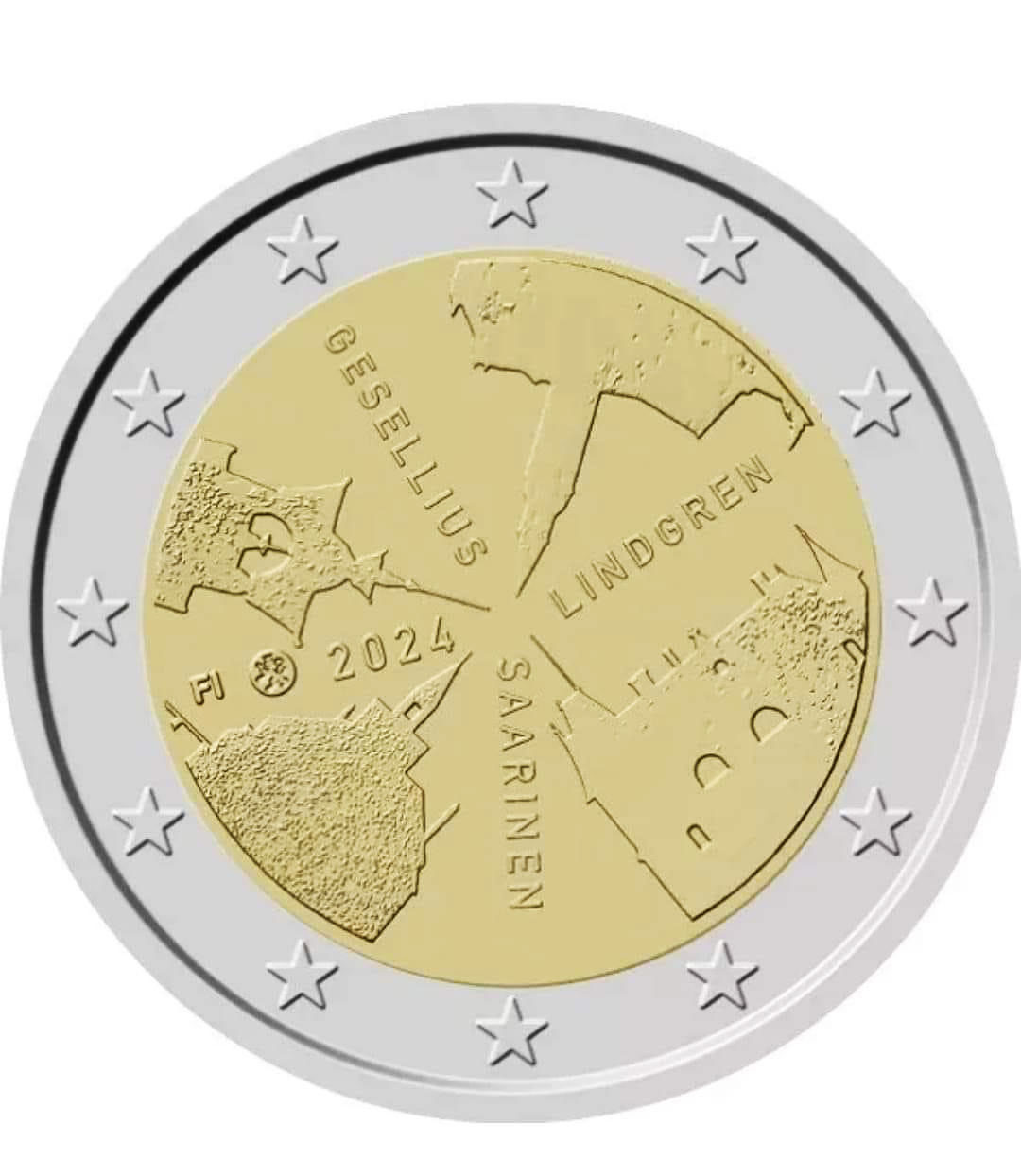 Finlândia 2€ Arquitetura Finlandesa 2024