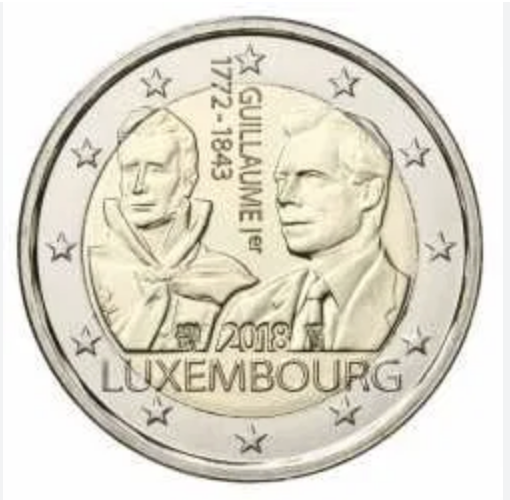 Luxemburgo 2€ 175 Anos da Morte do Gran Duc Guilhermoe I 2018