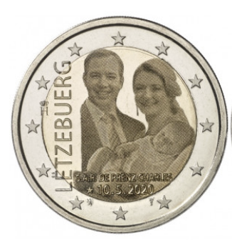 Luxemburgo 2€ Nascimento do Príncipe Charles - Holograma 2020
