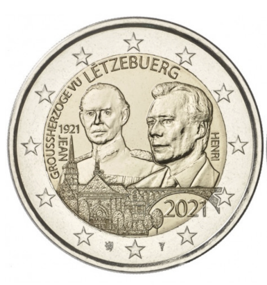 Luxemburgo 2€ 100 Anos do Nascimento do Grão Duque Jean 2021