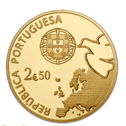 Portugal 2,50€ 70 Anos Paz na Europa Ouro Proof 2015